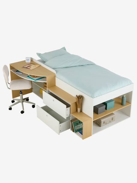 Lit enfant 90x190cm combiné avec bureau et rangement TEEN blanc 3 - vertbaudet enfant 