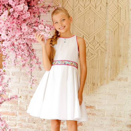 Robe demoiselle d'honneur    fleurie   hepburn Blanc rose 1 - vertbaudet enfant 