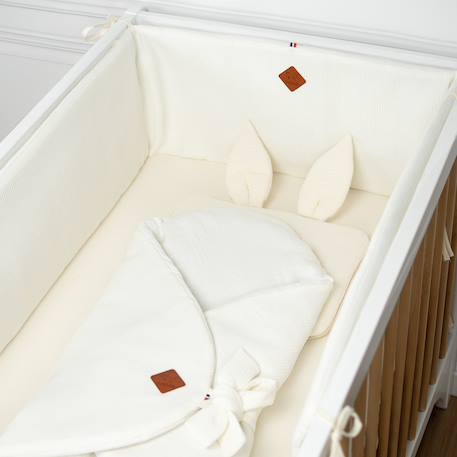 Tour de lit universel en gaze de coton nid d'abeille Beige+Bleu+Écru+Rose 9 - vertbaudet enfant 