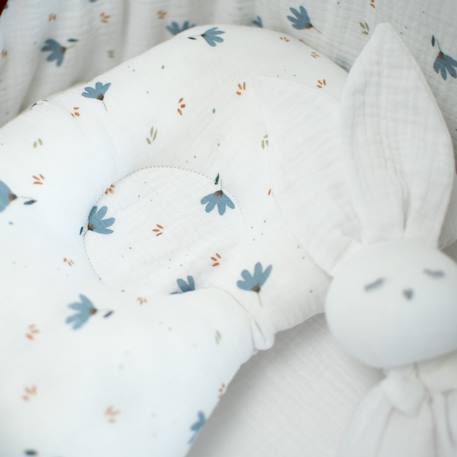 Coussin cale-tête ergonomique en gaze de coton Bleuet imprimé floral 2 - vertbaudet enfant 