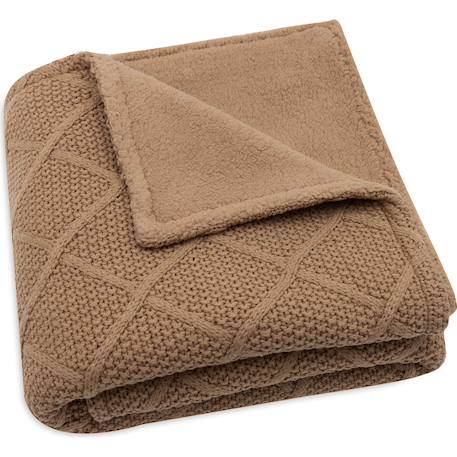 Couverture en tricot check knit oatmeal (75 x 100 cm) Beige+Marron+Marron foncé 12 - vertbaudet enfant 