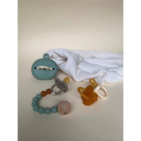Etui à tétines en caoutchouc naturel Rose+Vert 10 - vertbaudet enfant 