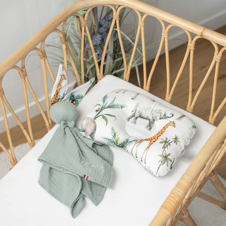 Coussin cale-tête ergonomique en coton safari Safari, vert, gris, blanc 2 - vertbaudet enfant 