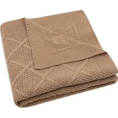Linge de maison et décoration-Linge de lit bébé-Couverture en tricot check knit oatmeal (75 x 100 cm)