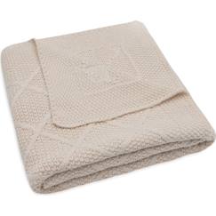 Linge de maison et décoration-Linge de lit bébé-Couverture en tricot check knit oatmeal (75 x 100 cm)