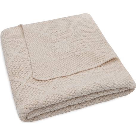 Couverture en tricot check knit oatmeal (75 x 100 cm) Beige+Marron+Marron foncé 1 - vertbaudet enfant 
