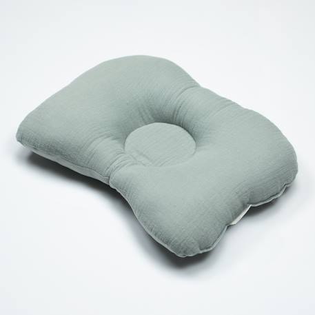 Coussin cale-tête ergonomique en gaze de coton jeanne Beige+Blanc+Bleu+Camel+Écru+Rose+Terracotta+Vert de gris 34 - vertbaudet enfant 