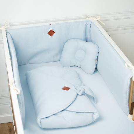 Tour de lit universel en gaze de coton nid d'abeille Beige+Bleu+Écru+Rose 5 - vertbaudet enfant 