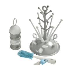 Puériculture-Coffret naissance égoutte biberon + boîte doseuse + goupillon