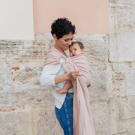 Porte-bébé boba ring sling en lin peony Rose 6 - vertbaudet enfant 