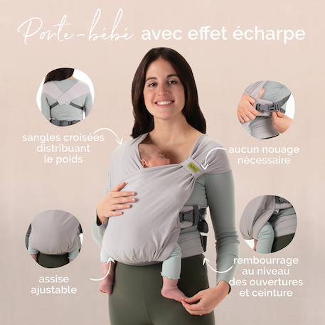 Porte-bébé hybride boba bliss gris Gris 2 - vertbaudet enfant 