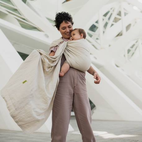 Porte-bébé boba ring sling en lin Beige 5 - vertbaudet enfant 