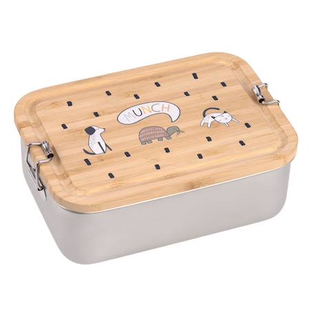 Boîte à goûter en inox et bambou happy prints Beige 1 - vertbaudet enfant 