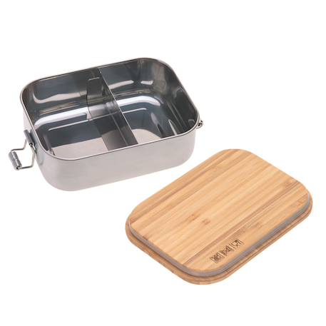 Boîte à goûter en inox et bambou happy prints Beige 2 - vertbaudet enfant 
