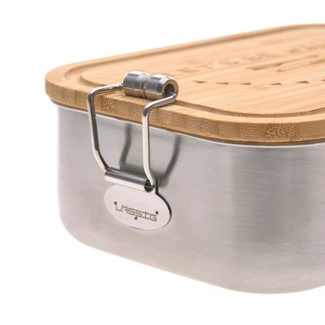 Boîte à goûter en inox et bambou happy prints Beige 5 - vertbaudet enfant 