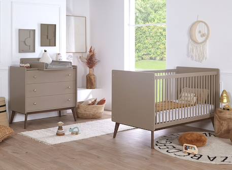 Chambre bébé duo gaïa Argile / noyer+Blanc / chêne 1 - vertbaudet enfant 