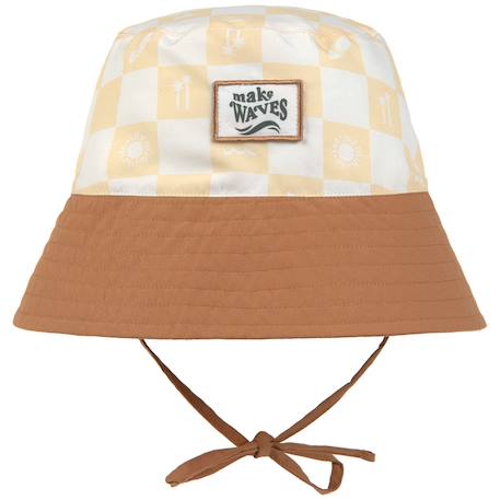 Garçon-Accessoires-Chapeau-Bob anti-uv motifs à carreaux vanille et écru vanilla et sea salt (7-18 mois)