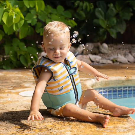 Gilet de natation baleine jaune-blanc (4-6 ans) Bleu, jaune, blanc 2 - vertbaudet enfant 
