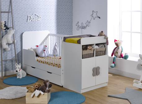 Chambre bébé évolutive madrid + tiroit et matelas Blanc 3 - vertbaudet enfant 