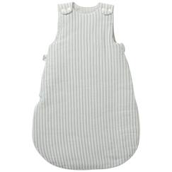 Linge de maison et décoration-Linge de lit bébé-Gigoteuse-Gigoteuse ouatinée en gaze de coton rayé vert de gris (0-6 mois)