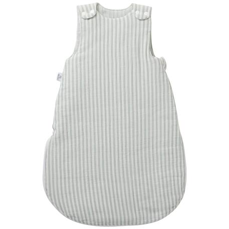 Gigoteuse ouatinée en gaze de coton rayé vert de gris (0-6 mois) Vert de gris, blanc 1 - vertbaudet enfant 