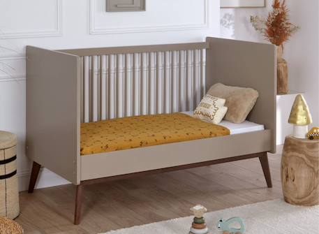 Lit bébé évolutif gaïa Argile & noyer+Blanc & chêne 2 - vertbaudet enfant 