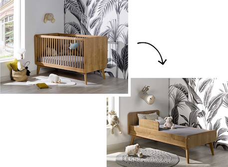 Lit bébé évolutif icone avec petite commode et plan à langer Chêne 5 - vertbaudet enfant 