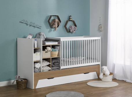Lit bébé évolutif combiné ecrin + tiroir Blanc 2 - vertbaudet enfant 