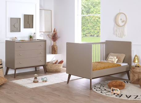 Lit bébé évolutif gaïa Argile & noyer+Blanc & chêne 4 - vertbaudet enfant 