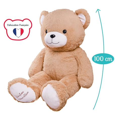 Peluche géante ours gaston   - made in france Beige 2 - vertbaudet enfant 