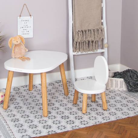 Ensemble table et chaises enfant ovaline  1-4 ans Blanc et bois+Vert sauge 3 - vertbaudet enfant 