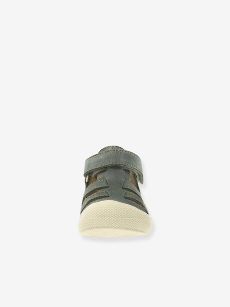 Bottillons semi-ouverts bébé beige+vert sauge 12 - vertbaudet enfant 