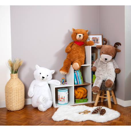 Peluche géante renne qorvik  - made in france Marron, blanc, crème, taupe, gris 5 - vertbaudet enfant 