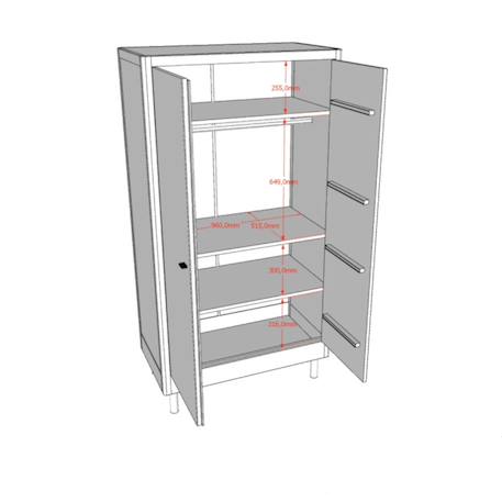 Armoire 2 portes en hêtre massif aubane Blanc 4 - vertbaudet enfant 