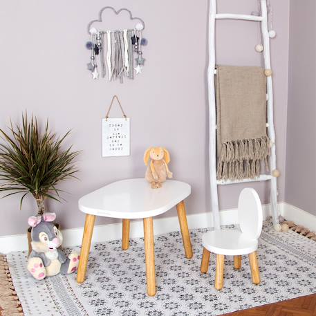 Ma première table enfant ovaline  1-4 ans Blanc et bois+Vert sauge 2 - vertbaudet enfant 
