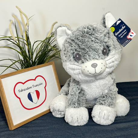 Peluche géante chat moustache  - made in france Gris 3 - vertbaudet enfant 