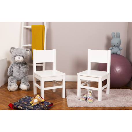 Lot de 2  chaises enfant  en bois  4-7 ans Blanc+Naturel 4 - vertbaudet enfant 