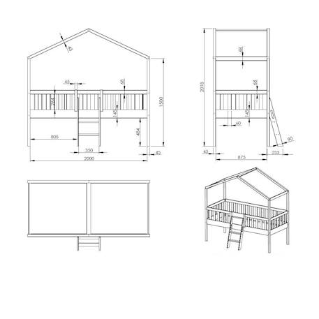 Lit cabane surélevé pin massif  axel Blanc 4 - vertbaudet enfant 
