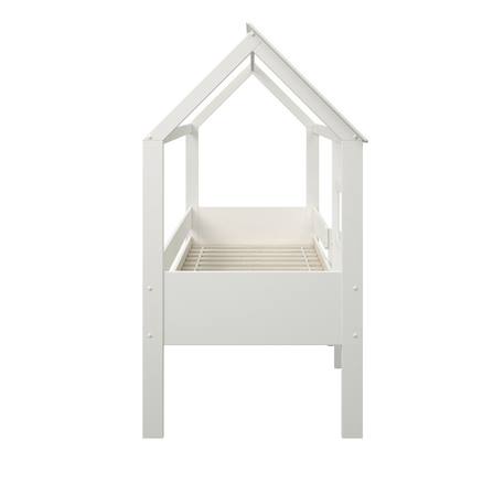 Lit cabane surélevé avec sommier pin massif et imitation bois  ambre Blanc 5 - vertbaudet enfant 