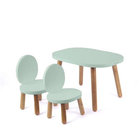 Ma première table enfant ovaline  1-4 ans Blanc et bois+Vert sauge 8 - vertbaudet enfant 