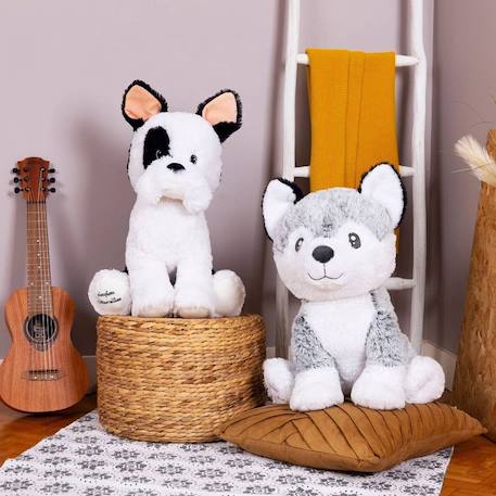 Peluche géante chien husky kodi  - made in france Gris et blanc 4 - vertbaudet enfant 