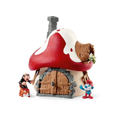 Maison des schtroumpfs avec 2 figurines Rouge 2 - vertbaudet enfant 
