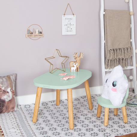 Ma première table enfant ovaline  1-4 ans Blanc et bois+Vert sauge 6 - vertbaudet enfant 