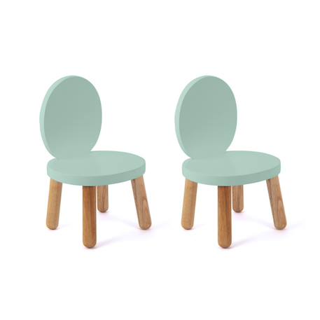 Ensemble table et chaises enfant ovaline  1-4 ans Blanc et bois+Vert sauge 10 - vertbaudet enfant 