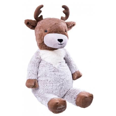 Peluche géante renne qorvik  - made in france Marron, blanc, crème, taupe, gris 2 - vertbaudet enfant 