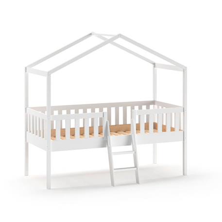 Lit cabane surélevé pin massif  axel Blanc 3 - vertbaudet enfant 