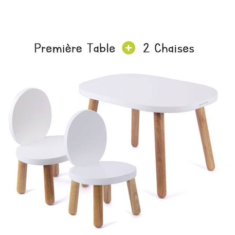 Ensemble table et chaises enfant ovaline  1-4 ans Blanc et bois+Vert sauge 2 - vertbaudet enfant 