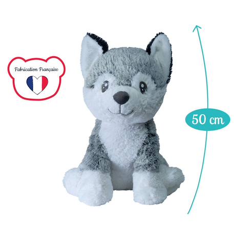 Peluche géante chien husky kodi  - made in france Gris et blanc 2 - vertbaudet enfant 