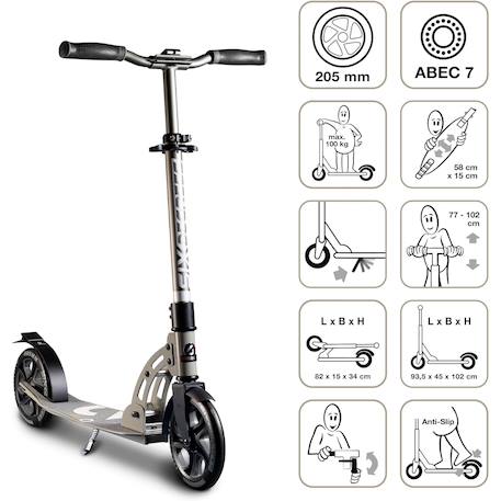 Six degrees trottinette aluminium 205 mm Gris 1 - vertbaudet enfant 