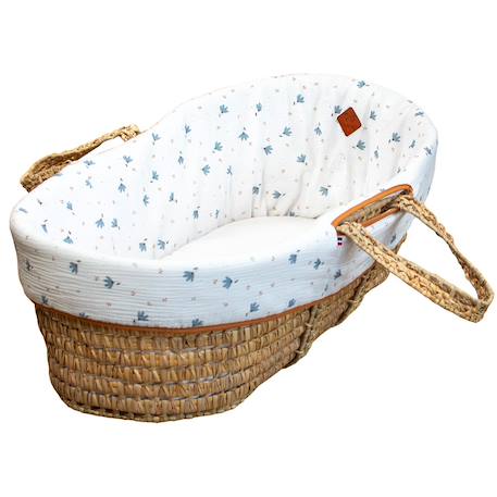 Habillage de couffin en gaze de coton Bleuet imprimé floral 2 - vertbaudet enfant 